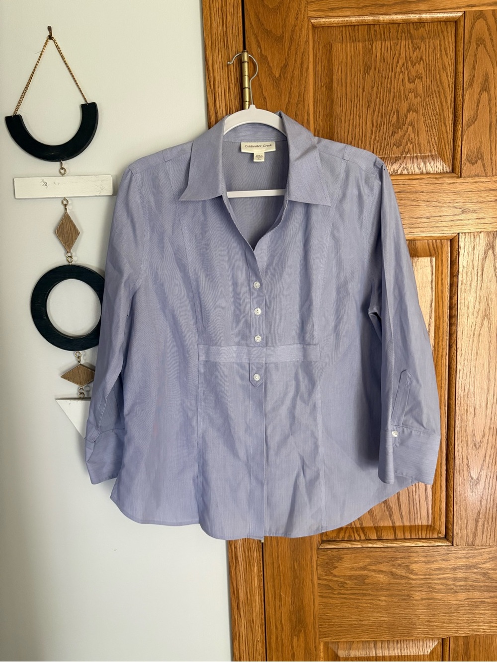 Coldwater Creek Light Blue Purple Button-Front Women's Dress Shirt